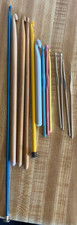 VTG Lot of 15 Crochet Hooks, Plastic, Wood, Metal, Various Sizes, Colors, Brands
