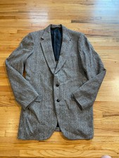 VTG Stafford Harris Tweed Sport Coat Men  s Gray Herringbone Scottish Wool READ