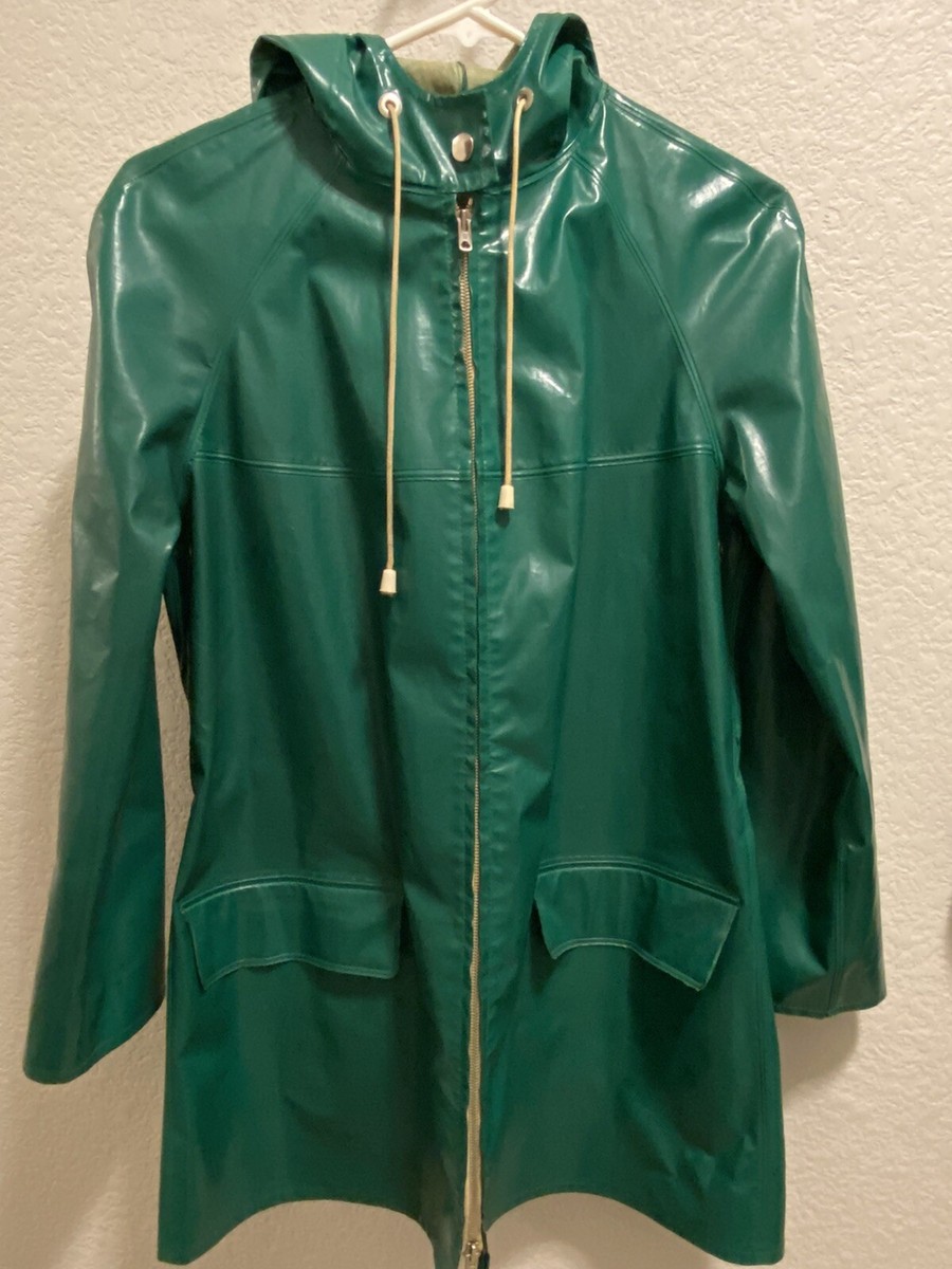 Vintage Rukka Shiny Green Raincoat Jacket Size 36 EXCELLENT Condition