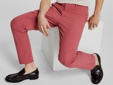 Calvin Klein Men's Red Solid X Slim-Fit Performance Dress Pants Size 32W 32L