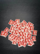 Bulk Australian Stamps 1966 Queen Elizabeth II 4c red x 100 Used off paper GC