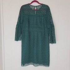 J. CREW Bell Sleeve Daisy lace Dress Jade Green EUC Size 14