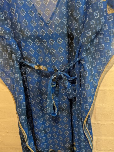 BECCA By Rebecca Virtue Beach Swim Cover-Up Tunic Sheer Blue Medium to Large Top - Picture 6 of 9
