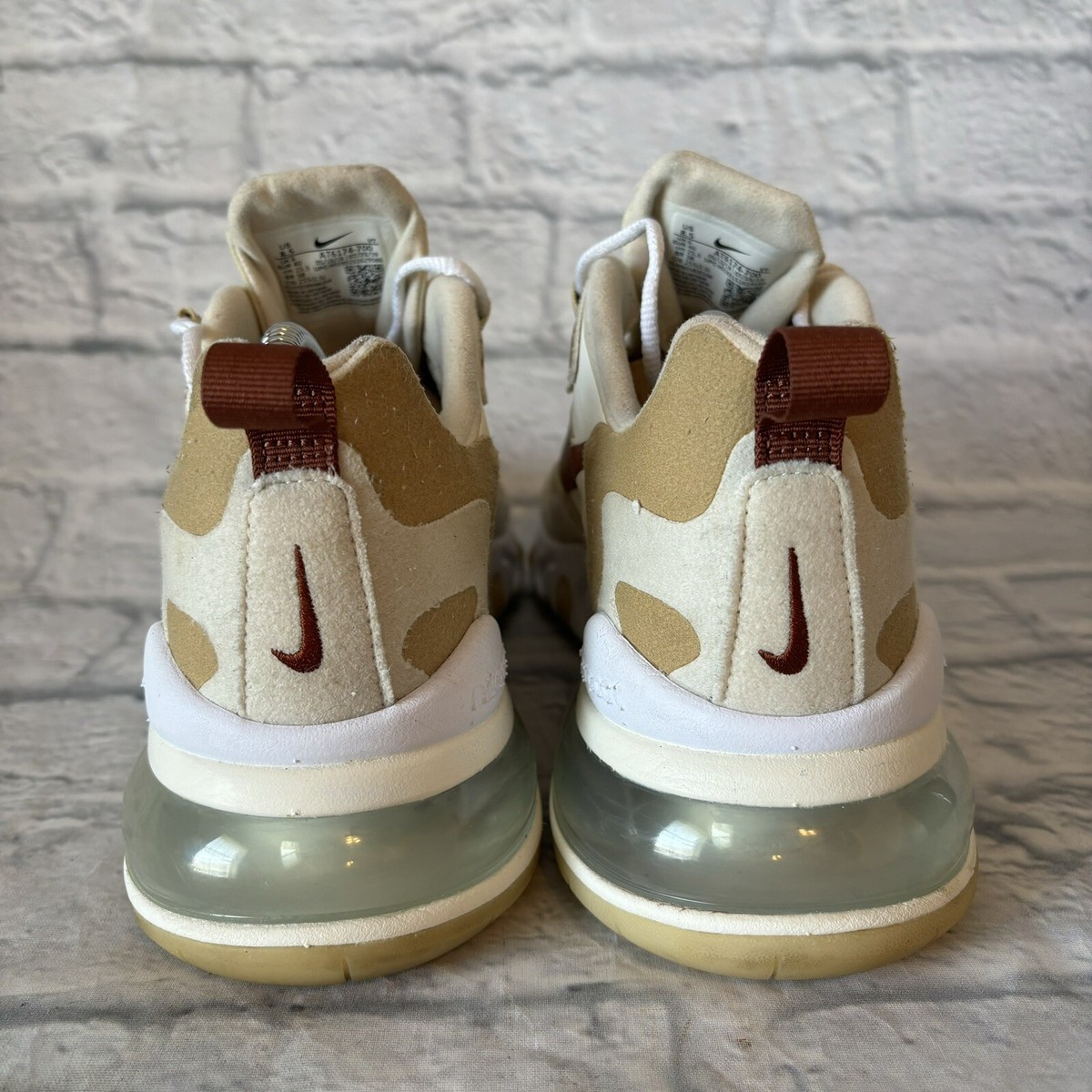 Nike Shoes Air Max 270 React Femme Beige Nike Air Max 270 React AT6174‑700  Beige Running Shoes Sneakers