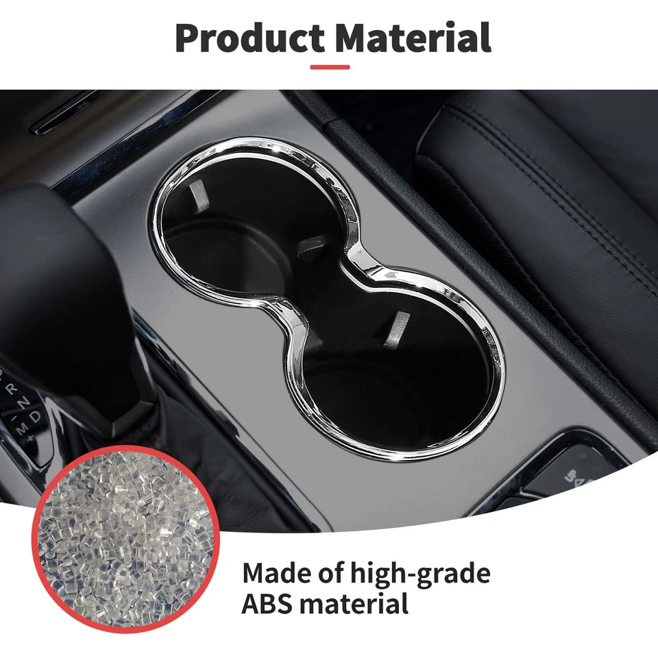 Fit for Jeep Grand Cherokee 2011-2021 Front Cup Holder Frame Cover Trim (Chrome) Foto 4 de 4