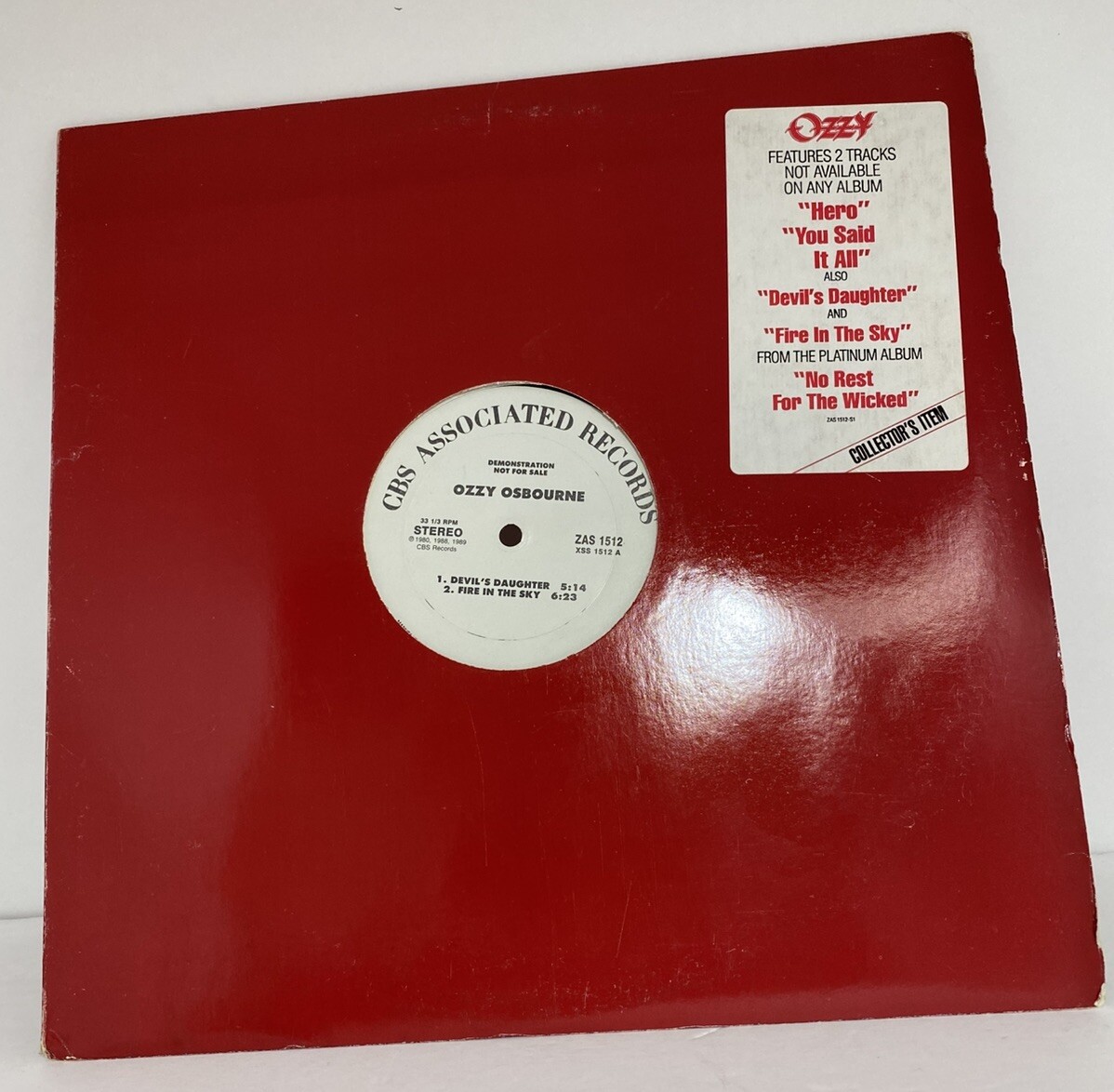 OZZY OSBOURNE ~ DEVIL’S DAUGHTER ~ 4 TRACK US PROMO MAXI-SINGLE VINYL 1989 ~RARE