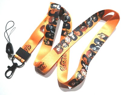 CHIBI NARUTO CAST LANYARD anime Sasuke Sakura manga key strap ID tag badge 3Y