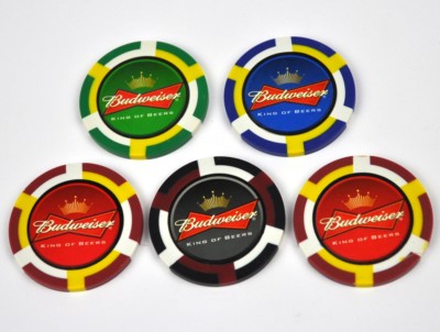 Budweiser Bier USA Set mit 5 Poker Chips Münzen Coins Token Beer
