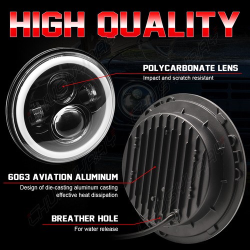 For Chevrolet Chevy II 1962-1967 Pair 7" Round LED Headlights Hi/Lo Beam DRL - Foto 6 di 12