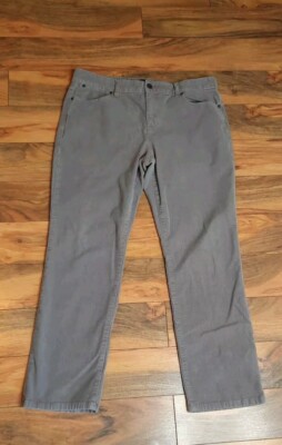Talbots Womens Corduroy Heritage Mid Rise Straight Leg Pants Size 14P Gray