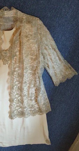 VTG Original by Victoria Women's Sz 20/22 Beige Embellished Trim Gown & Cover Up - Picture 3 of 24