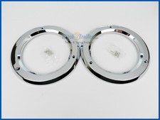 2 Round Chrome Bezels Covers 4 Grommet Mounted Led Stop Turn Tail Lights