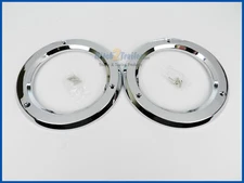 (2) Round Chrome Bezels / Covers 4" Grommet Mounted LED Stop Turn Tail Lights