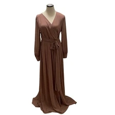 Baltic Born Lydia Maxi Dress Size Large Mauve Pink Long Sleeve Holiday