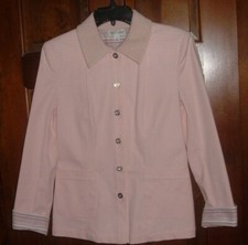 St John Sport Spring Summer Pink Jacket Metal Logo Buttons Sz S Contrast Cuffs