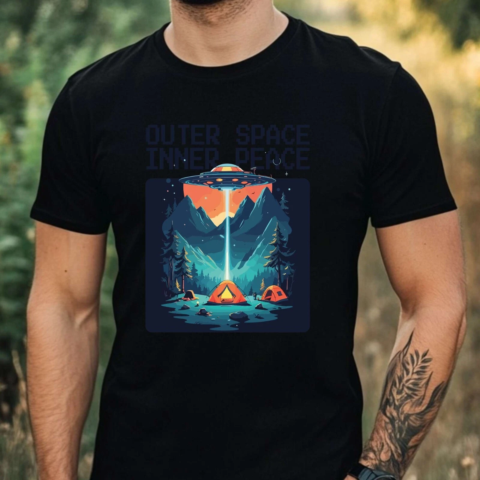 Mens Camping Theme Cotton T-Shirt Size XS to 5XL
