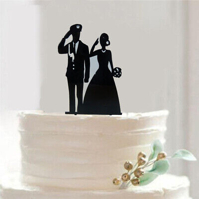 Military Soldier Police Bride Groom Black Silhouette Acrylic