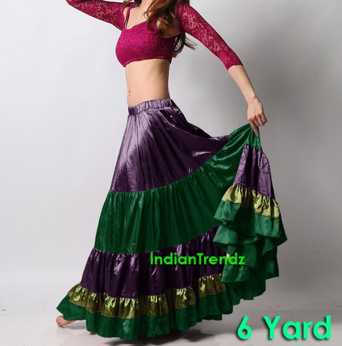 Adult Belly Dancing Dancewear Mix Color Satin Gypsy Skirt – 5-Tier