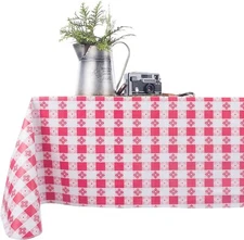 Yourtablecloth Checkered Vinyl Tablecloth with Flannel Backing for...