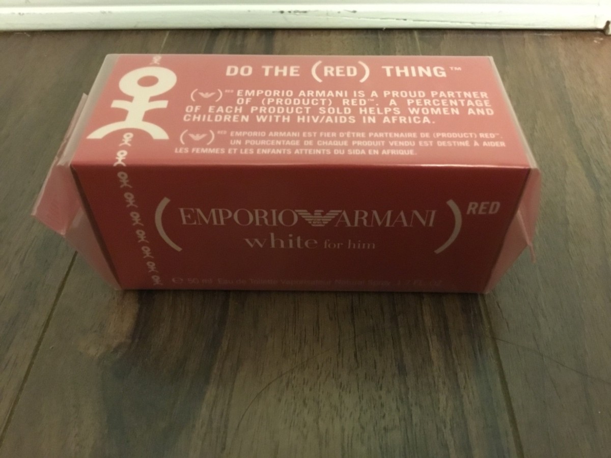 Emporio Armani White for Him by Giorgio Armani Men Homme EDT Red