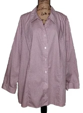 cj banks 100% Cotton White Geo Striped Button Front  Blouse  - Women's Size 4X