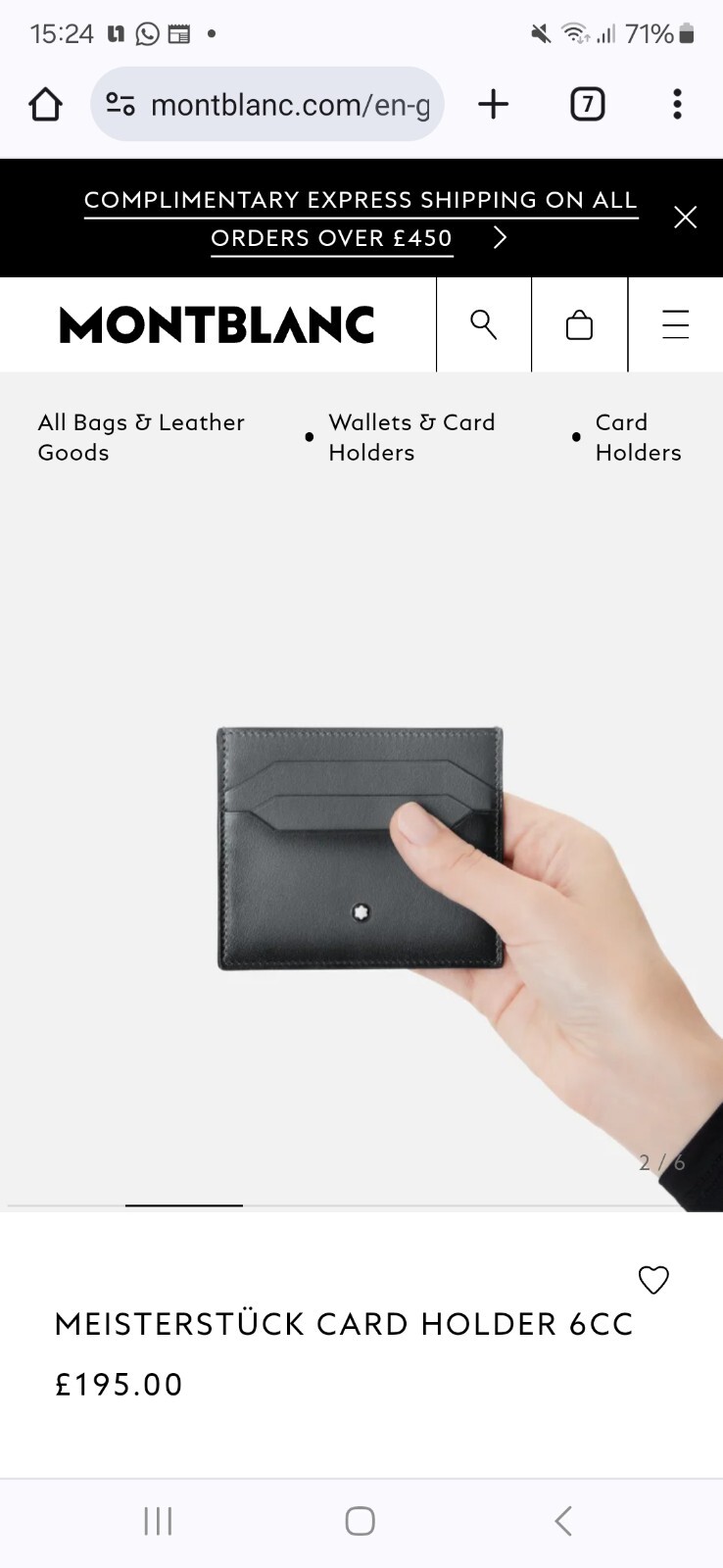 Mont Blanc Meisterstuck Card Holder Forged Iron (New &Latest Style) RRP £195