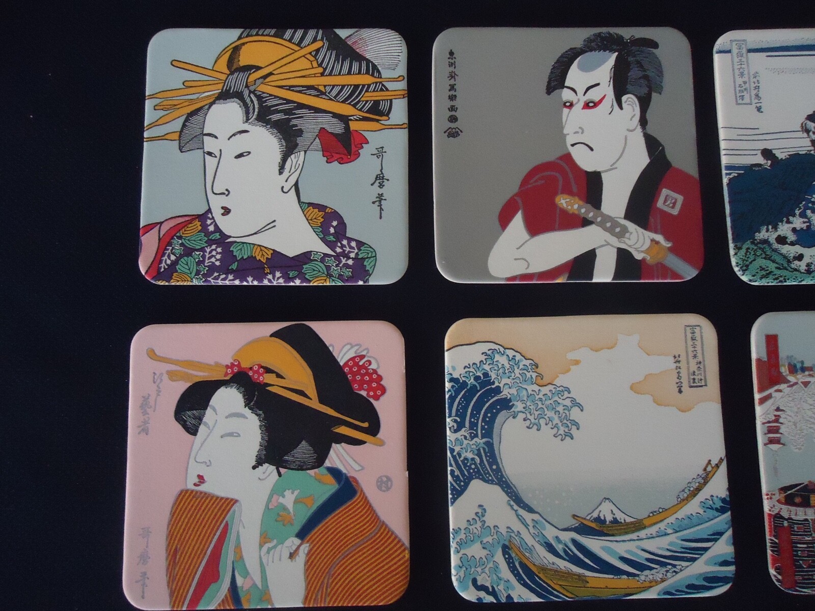 Ukiyoe Japanese Fine art Coaster set of 12 Printed in Japan Geisha