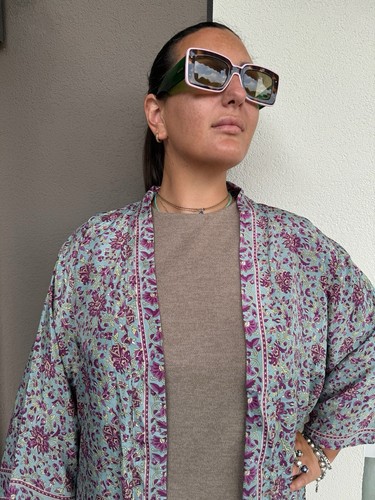 kimono di seta lungo, kimono con cintura, kimono vestaglia, kimono boho donna - Foto 2 di 13