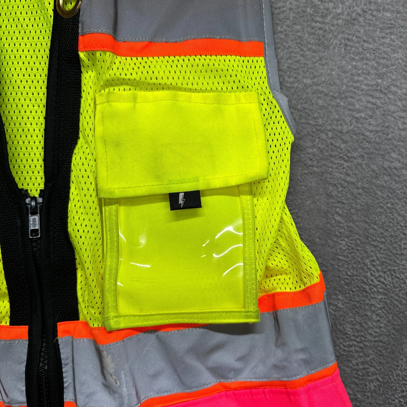 Shine Bright Safety Vest Yellow Red Type R Class 2 Pockets Mens XS - product detail image 3