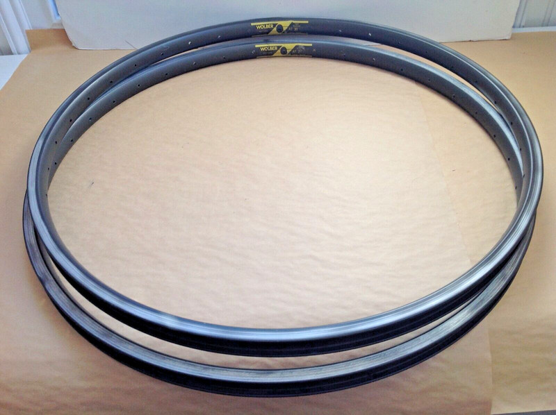 Vintage 1 Pair Wolber AT 20 Hard Anodized Titane-Chome 36 Hole Rims