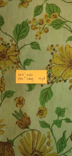 LOT OF 7Vintage Fabric Pcs Green Florals QUILTING CRAFTS SEWING Over 18 Yards - Picture 4 of 8