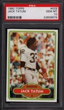 1980 TOPPS # 429 JACK TATUM (LOW POP) OAKLAND RAIDERS (RARE) PSA 10 GEM-MINT