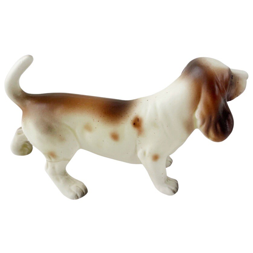 Vintage Lefton Ceramic Dog Basset Hound Figurine Hunting Japan C674