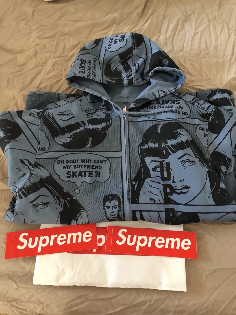 Supreme Thrasher Boyfriend Hooded Zip Up Jacket (Blue) Medium 100% authentic