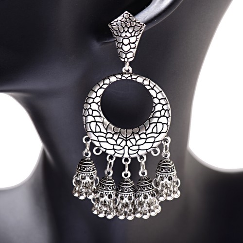 Indian Ethnic Bollywood Women Gold Bohemian Vintage Drop Jhumka Earrings - Picture 141 of 189