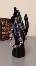 Purple Beaded Bag Charm, Phone Charm, Kawaii Purse Charm, Wrist Strap Gift