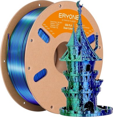 ERYONE Silk Dual Color PLA Filament 3D Printer 1.75mm +/- 0.03mm, Bicolor Filame
