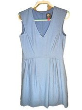 Vince Camuto Womens Dress 10 Blue Tank Top Knee Length Pockets Zip Back