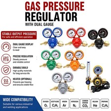 Gas Bottle Pressure Flow Regulator Single/Dual Gauge Argon Co2 Oxygen Welding