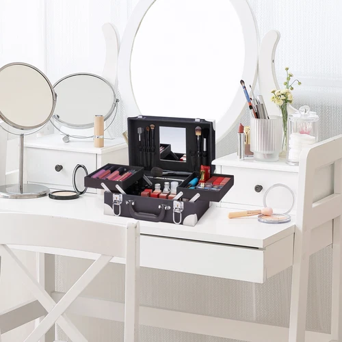Kosmetikkoffer Schminkbox Make-Up Tasche Nagel-Organizer abschließbar groß - Bild 5 von 9