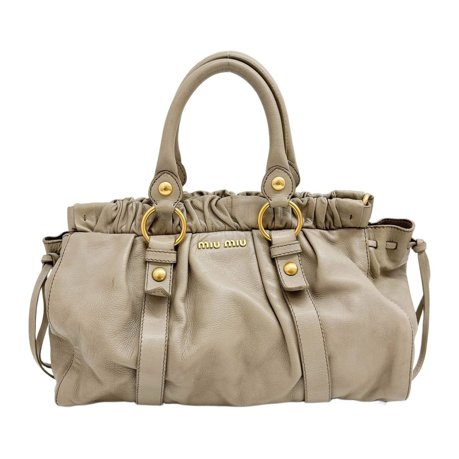 Miu Miu — MIU MIU Vitello Beige Leather Two-Way Bag