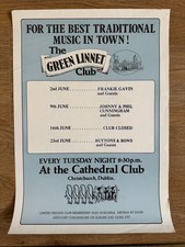 1987 Frankie Gavin/Johnny & Phil Cunningham 'Green Linnet' Dublin concert poster