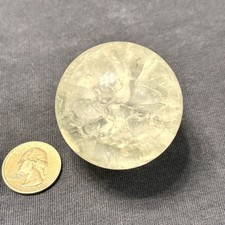 Vintage Crystal Clear Quartz Glass Round Sphere Ball Marble 2 - 154.6 Grams