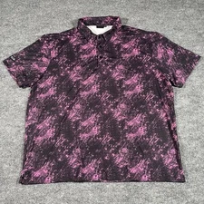 Sunday Swagger Polo Shirt Mens 3XL Black Pink Abstract Golf Performance Galactic