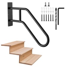Hand Rails For Outdoor Steps Munzong Black U-Shape Wall Mount Stair Railing 1-3