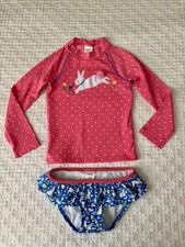 Mini Boden LongSleeve Rashguard Swim Set 3-4 years pink bunny polka dot