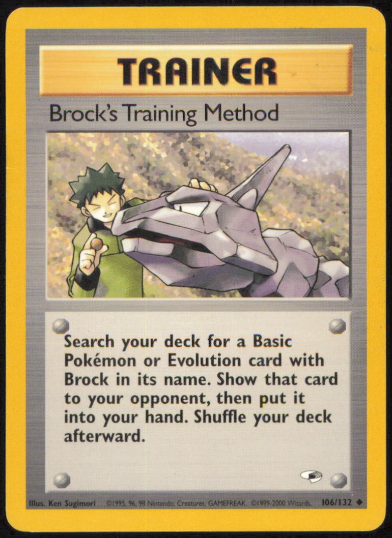 BROCK'S TRAINING METHOD 106/132 UNCOMMON GYM HEROES POKEMON UNLIMITED NEAR MINT