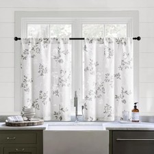 Kitchen Curtains 36 Inch Length 2 30"W x 36"L Pack of 2 Grey and White
