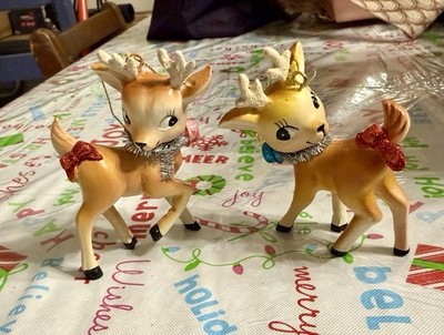 NWOT Set of 2 Hobby Lobby Retro Vintage-Style Reindeer Acrylic Ornaments 2023