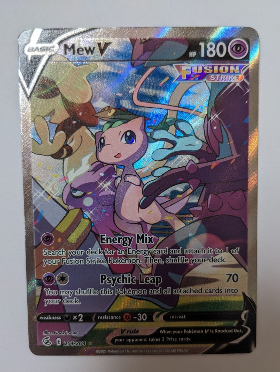 Pokemon: Mew V  251/264 Holo Ultra Rare. SWSH08: Fusion Strike NM